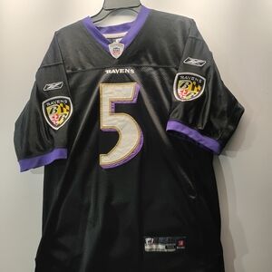 Baltimore Ravens Men's Black and Purple Jersey #5 Flacco